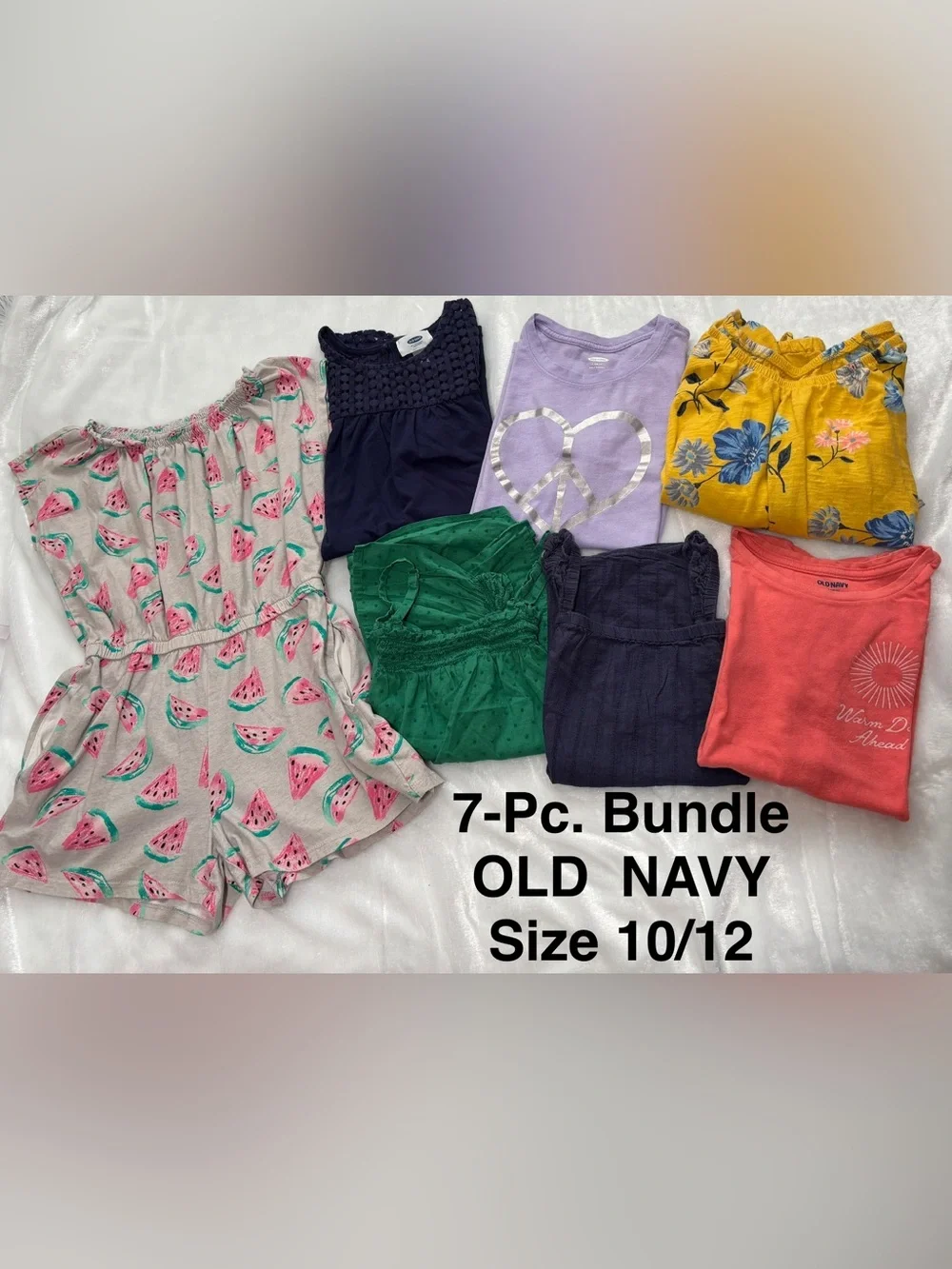 Girls-Kids’s | 7-Pc OLD NAVY Bundle | 2-Tees, 3-Tank tops, 1-Romper and 1-blouse